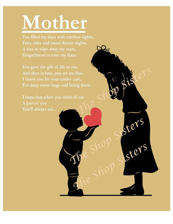 Mother Day Quotes From Son
 Mother s Day Mother and Son Poem Heart by TheShopSisters