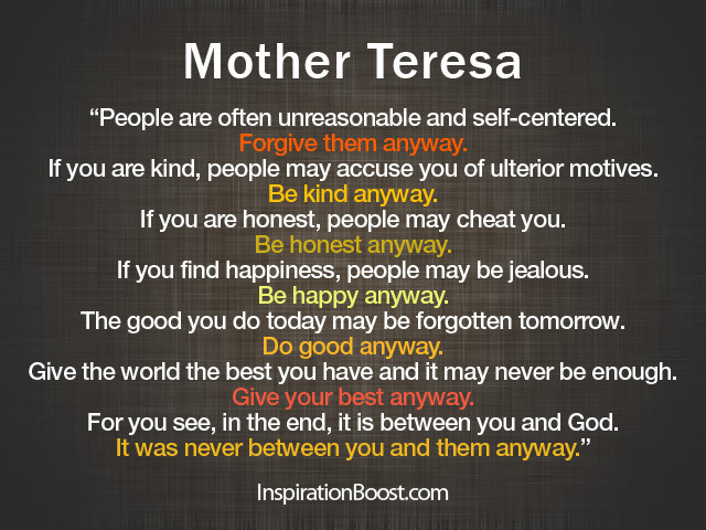 Mother Teresa Quotes Kindness
 Inspiration from Mother Teresa