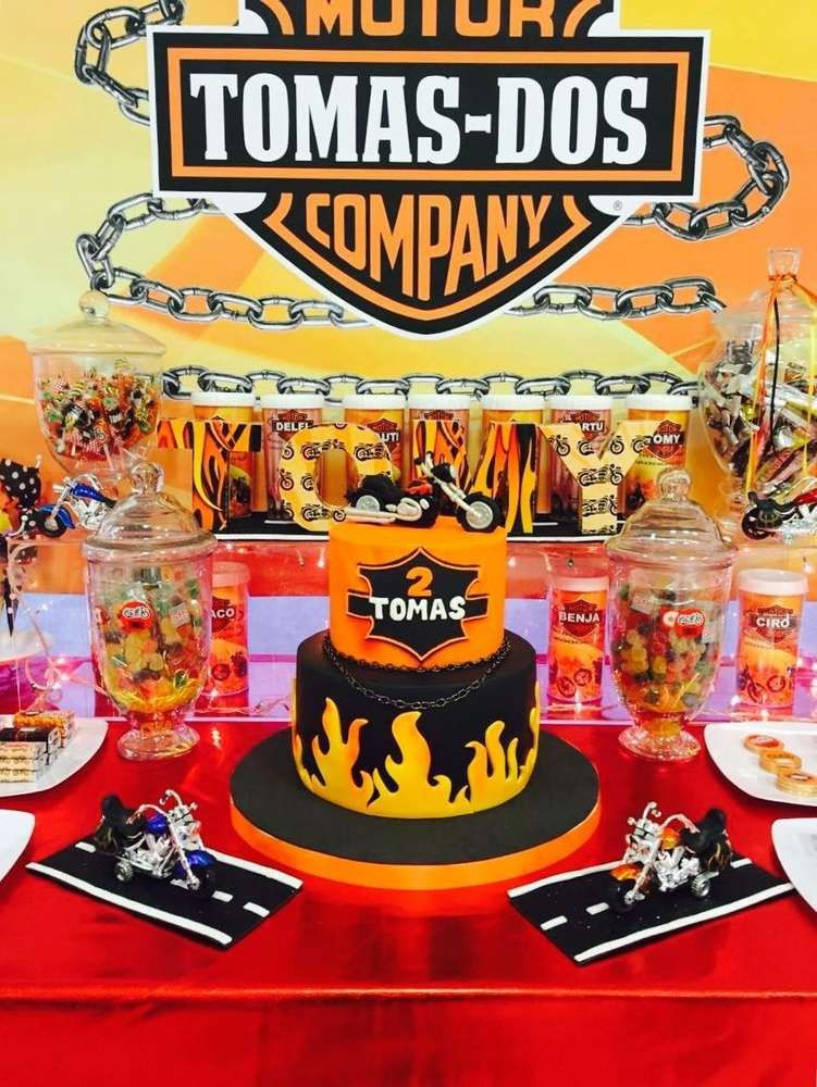 Motorcycle Birthday Decorations
 What an awesome cake at a motorcycle birthday party See