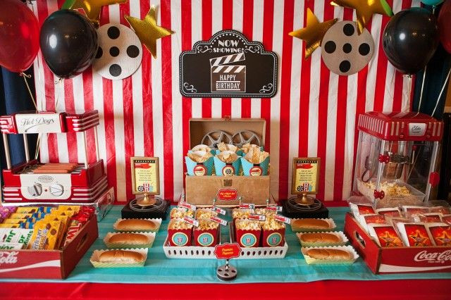 Movie Theatre Birthday Party
 Movie Night concession stand in the foyer Wall the