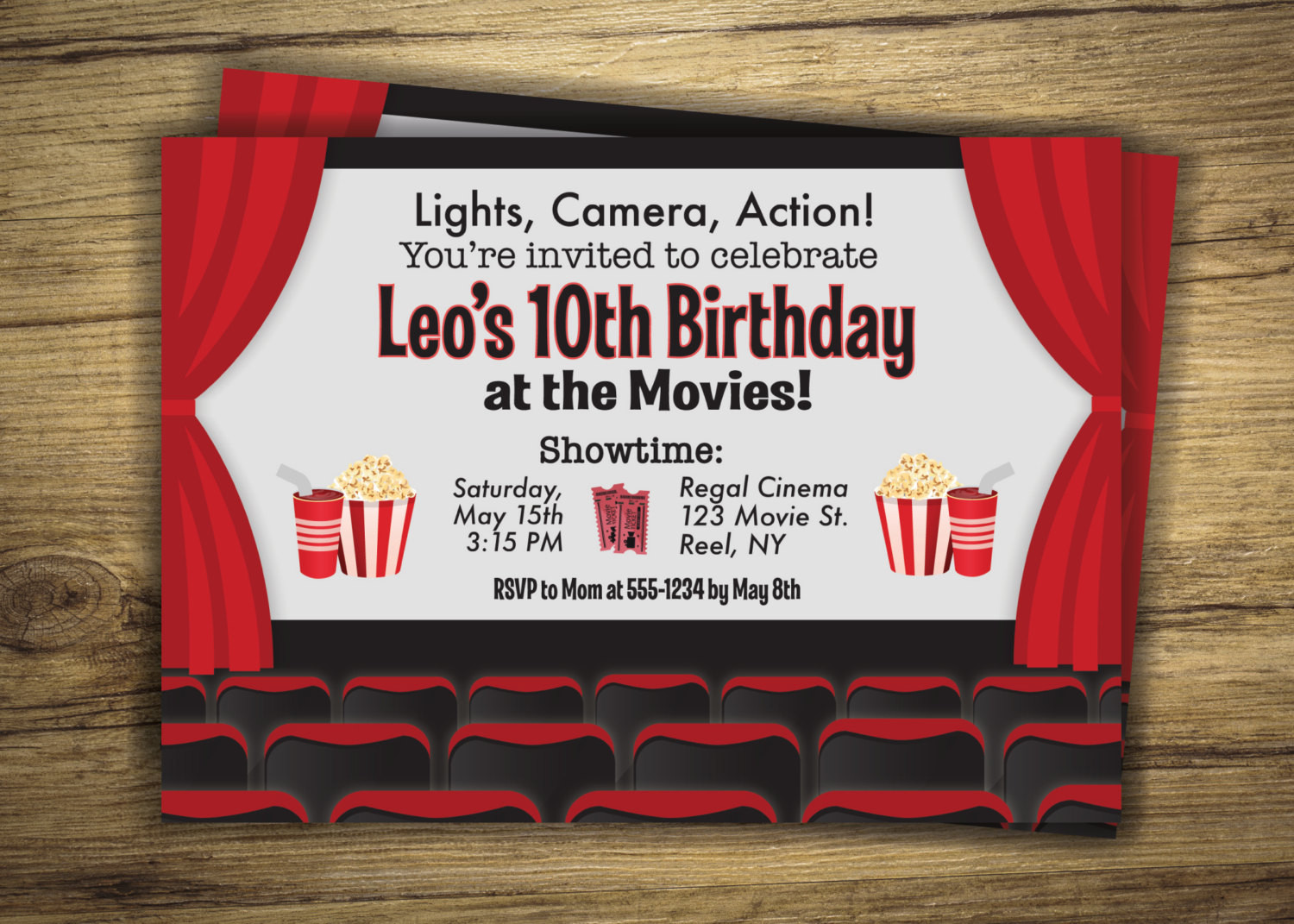 Movie Theatre Birthday Party
 Movie Birthday Party Invitation Cinema Movie Theater