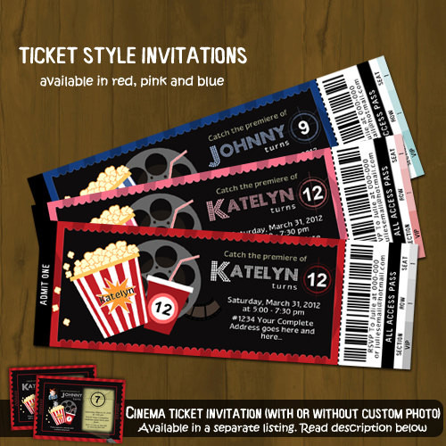 Movie Ticket Birthday Invitation
 Movie Night Ticket Invitation · Splashbox Printables