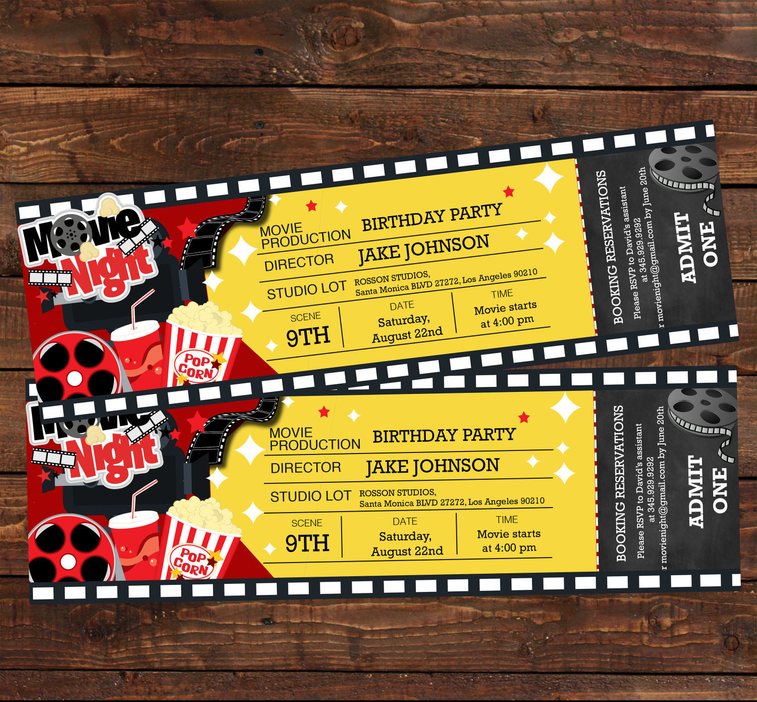 Movie Ticket Birthday Invitation
 Movie ticket birthday invitation Movie party invitation