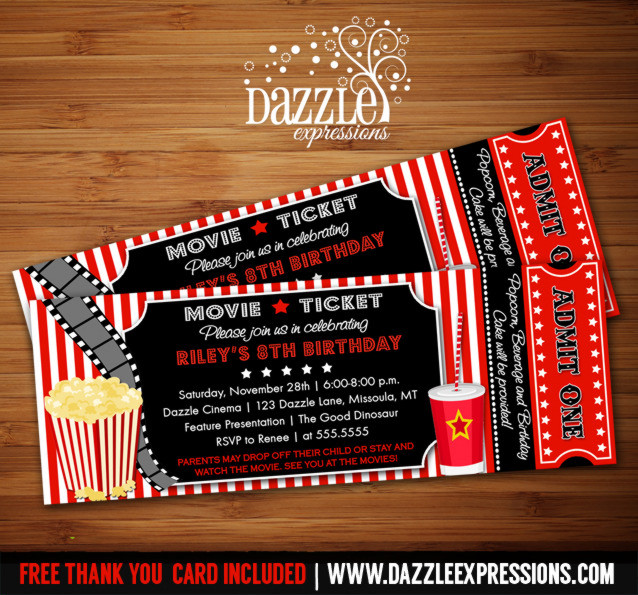 Movie Ticket Birthday Invitation
 Printable Movie Ticket Birthday Invitation Movie Night