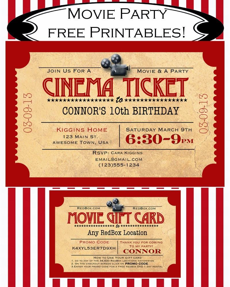 Movie Ticket Birthday Invitation
 Like Mom And Apple Pie A Summer Movies Free Printables