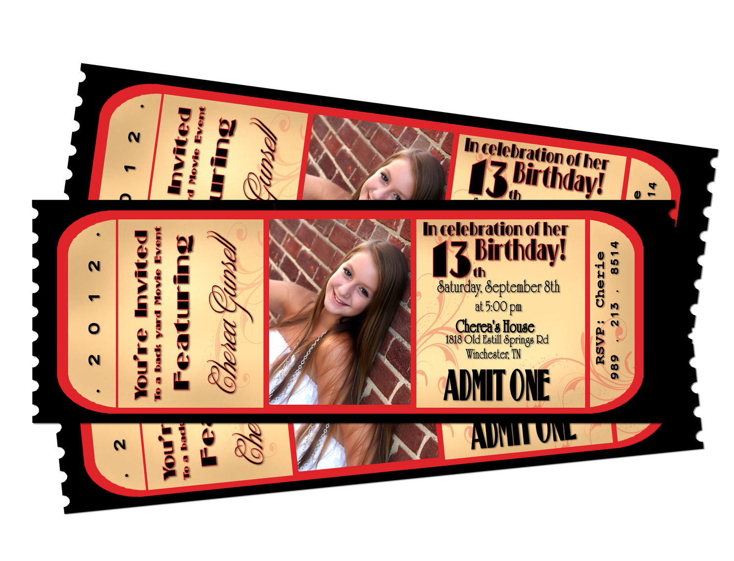 Movie Ticket Birthday Invitation
 Movie Night Ticket Birthday Printable Invitation by Sarahmkey