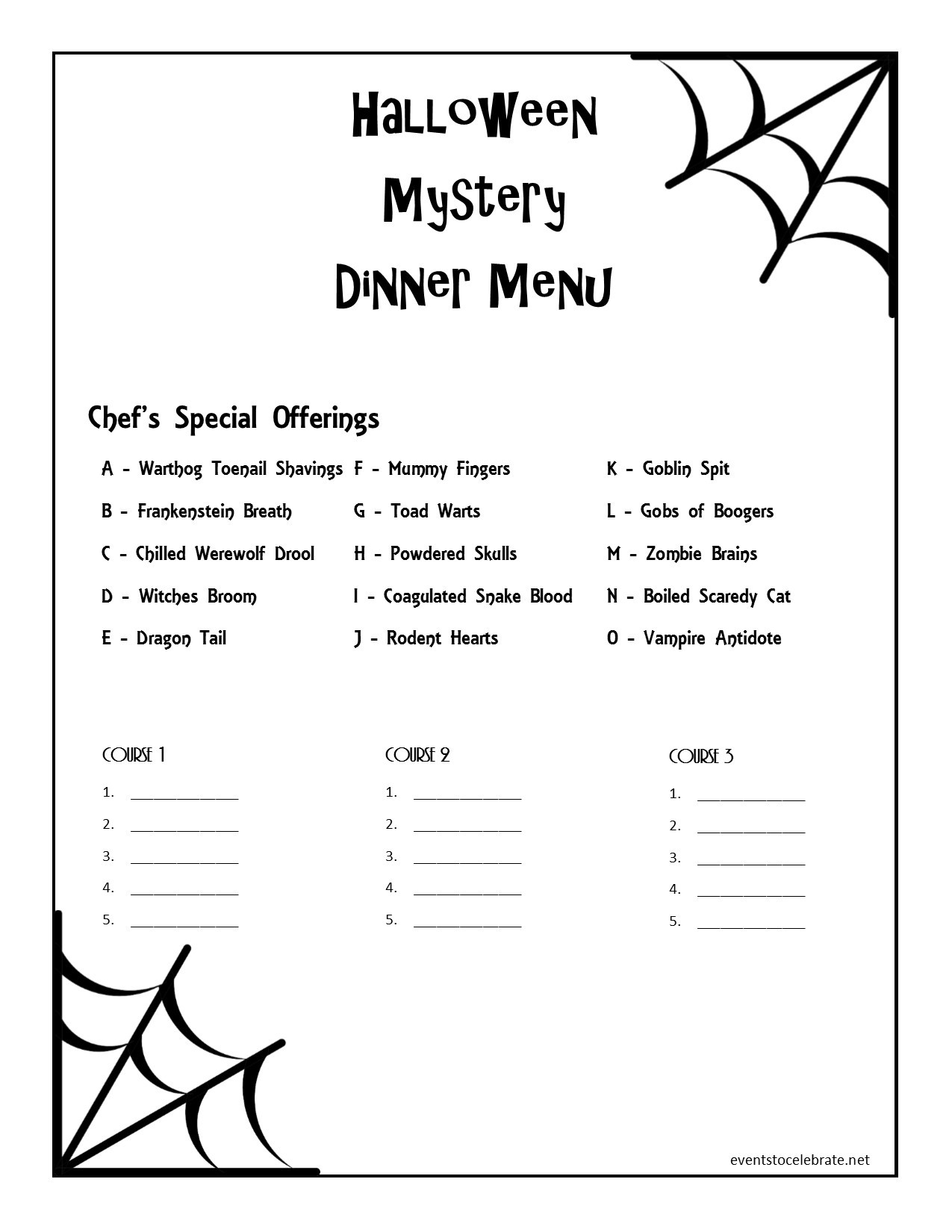 Mystery Dinner Party Ideas
 Halloween Mystery Dinner Menu events to CELEBRATE