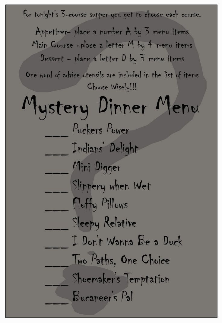 Mystery Dinner Party Ideas
 10 Best images about mixed up dinner party on Pinterest