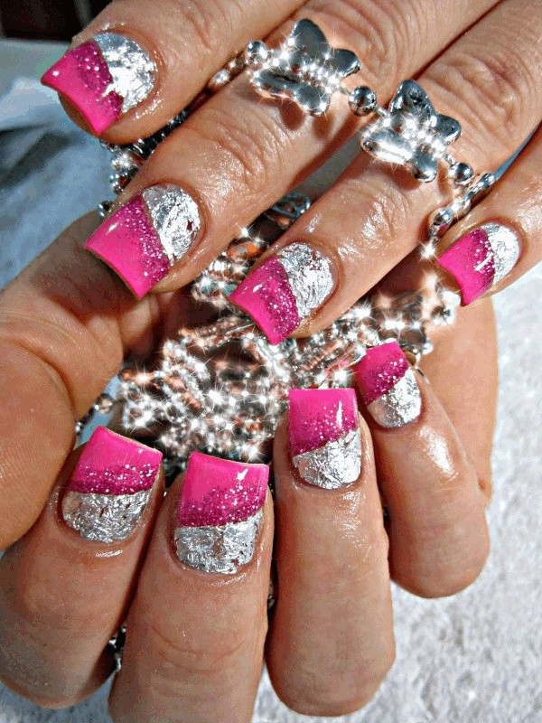 Nail Art Greensboro Nc
 Pink and silver acrylic nails