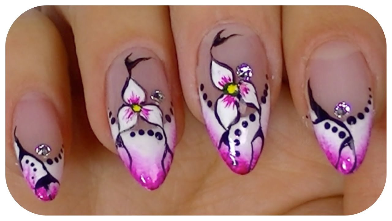 Nail Art Images Step By Step
 Pretty Flower Elegant nail art video design Step By Step