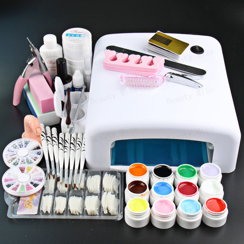 Nail Art Kit Full Set
 Professional Full Set 12 color UV Gel Kit Brush Nail Art