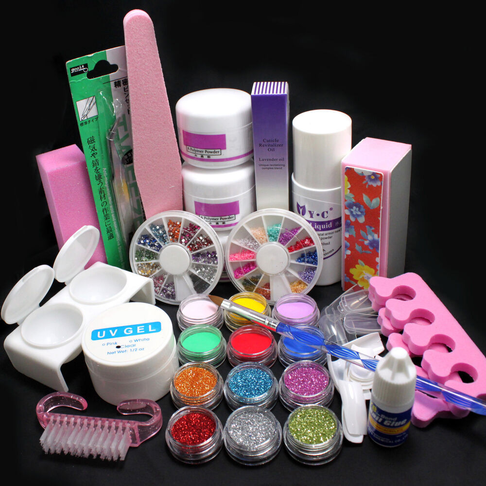 Nail Art Kit Full Set
 21in1 DIY Acrylic Powder Glitter Nail Art Brush Glue UV