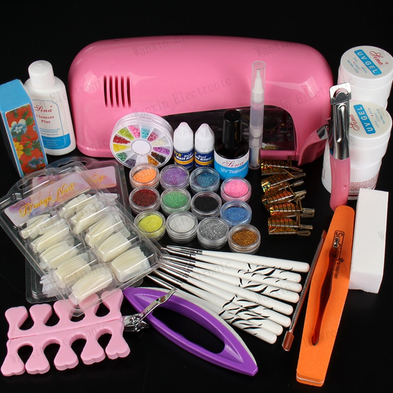 Nail Art Kit Full Set
 FREE SHIPPING Professional nail art kit color uv gel Full