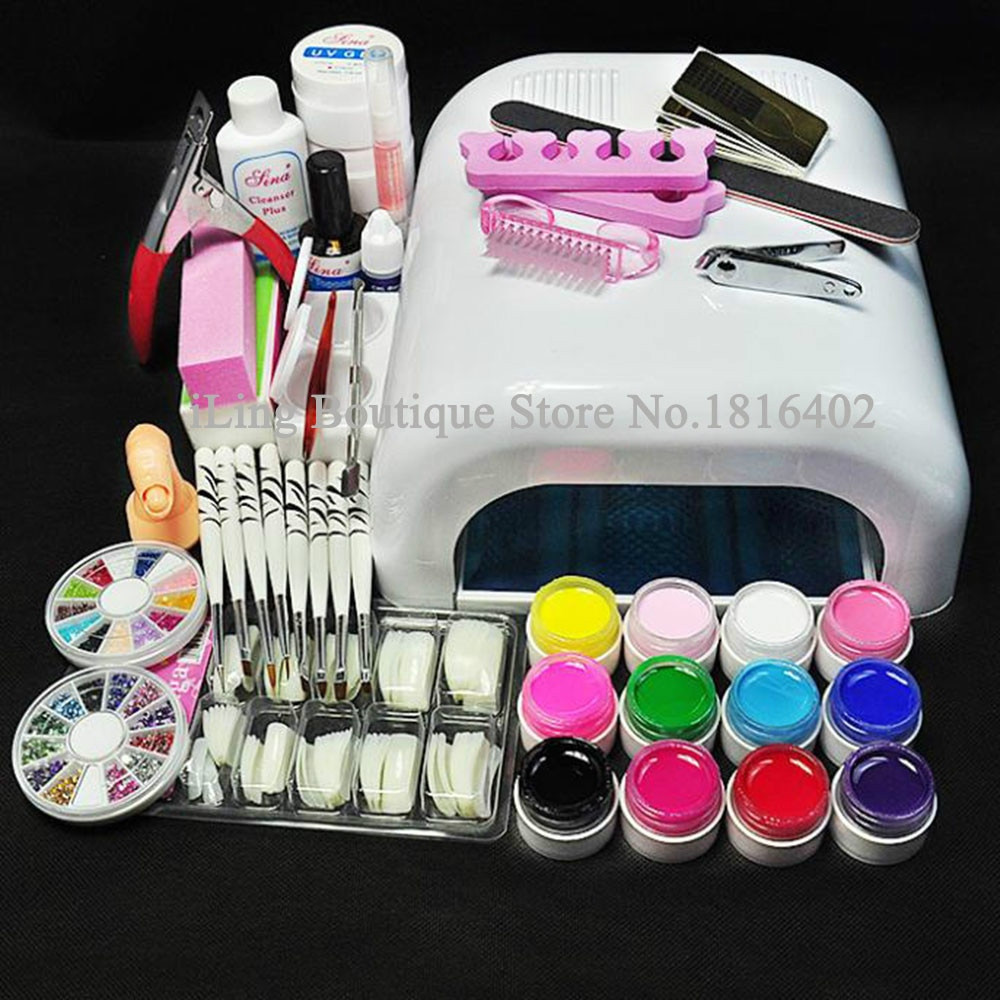 Nail Art Kit Full Set
 Professional Full Set UV Gel Kit Nail Art Set 36W Nail