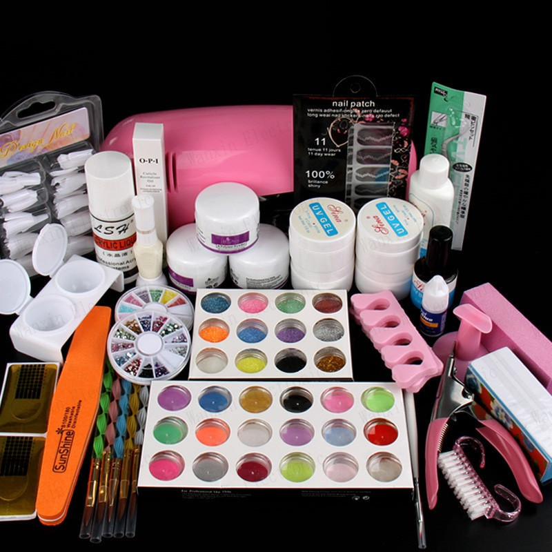 Nail Art Kit Full Set
 Professional Full Set UV Gel Kit Nail Art Set 9W Curing