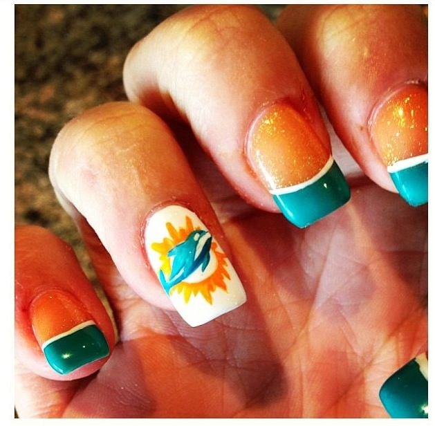 Nail Art Miami
 Miami dolphins nail art Nail art