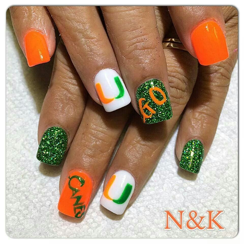 Nail Art Miami
 My AWESOME Miami Hurricanes Nails LOVE THEM in 2019