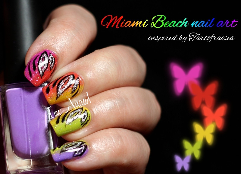 Nail Art Miami
 Miami Beach nail art for my Guest Post at Smashley Sparkles