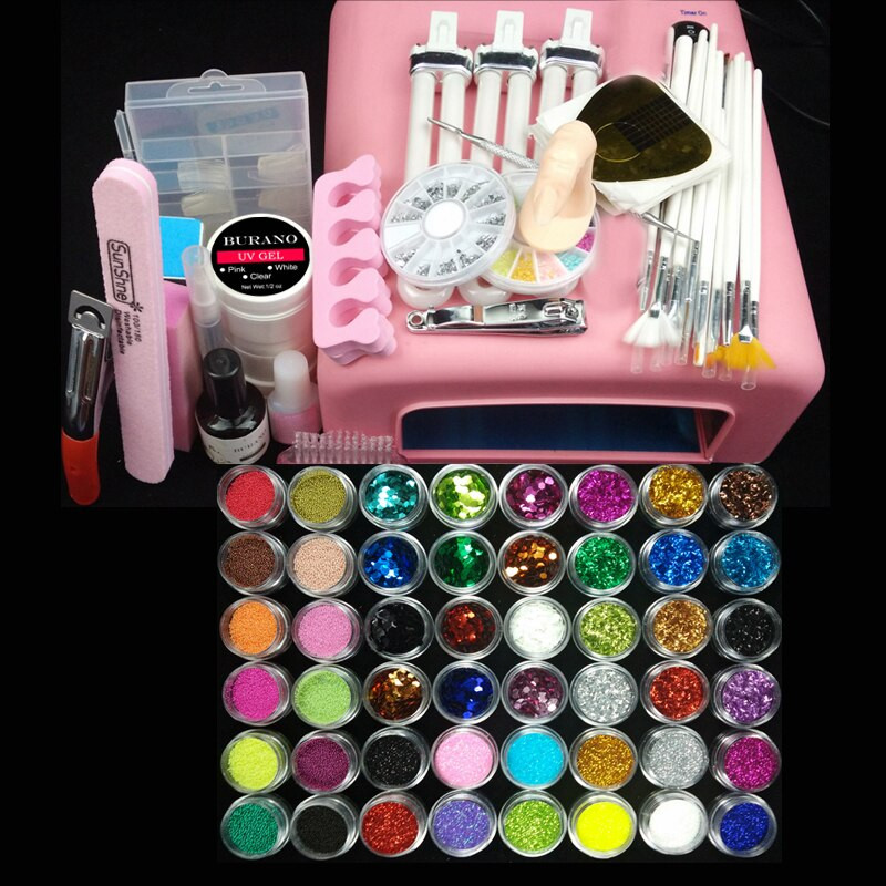 Nail Art Sets
 Burano 36w uv pink lamp manicure set Nail Art UV Gel Kits