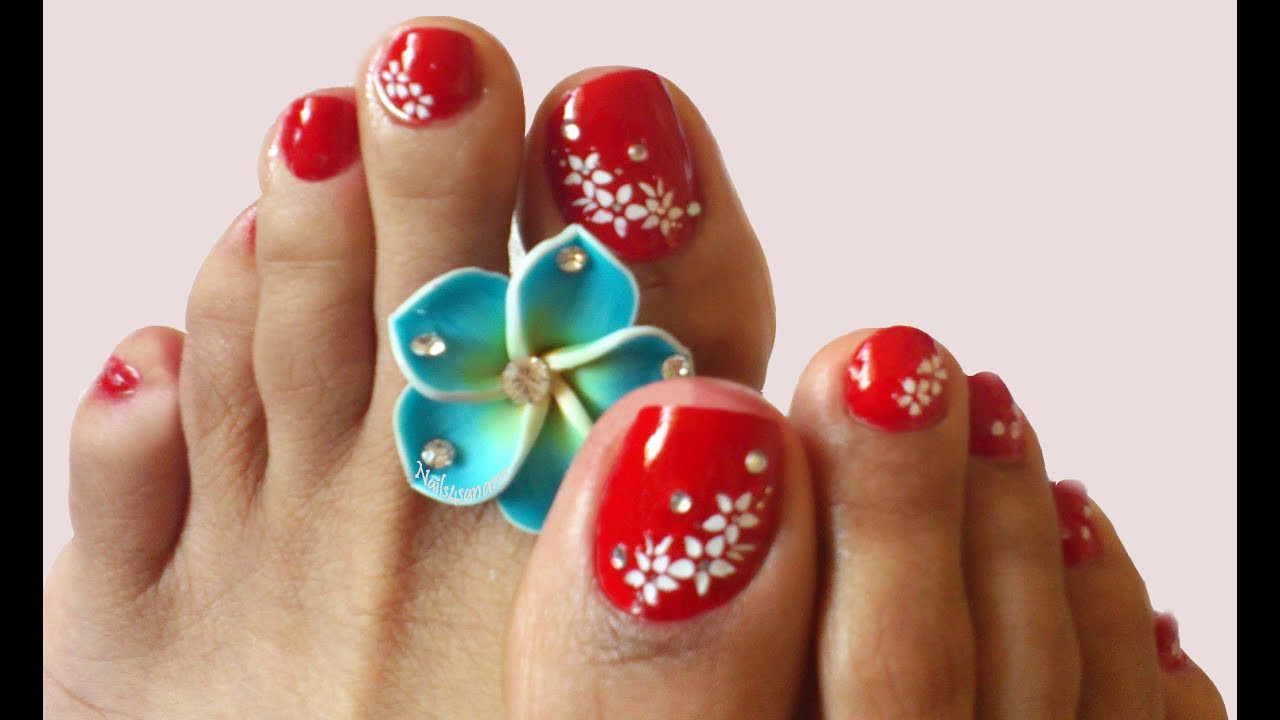 Nail Art Site:youtube.com
 Nail art for toes y Red nails