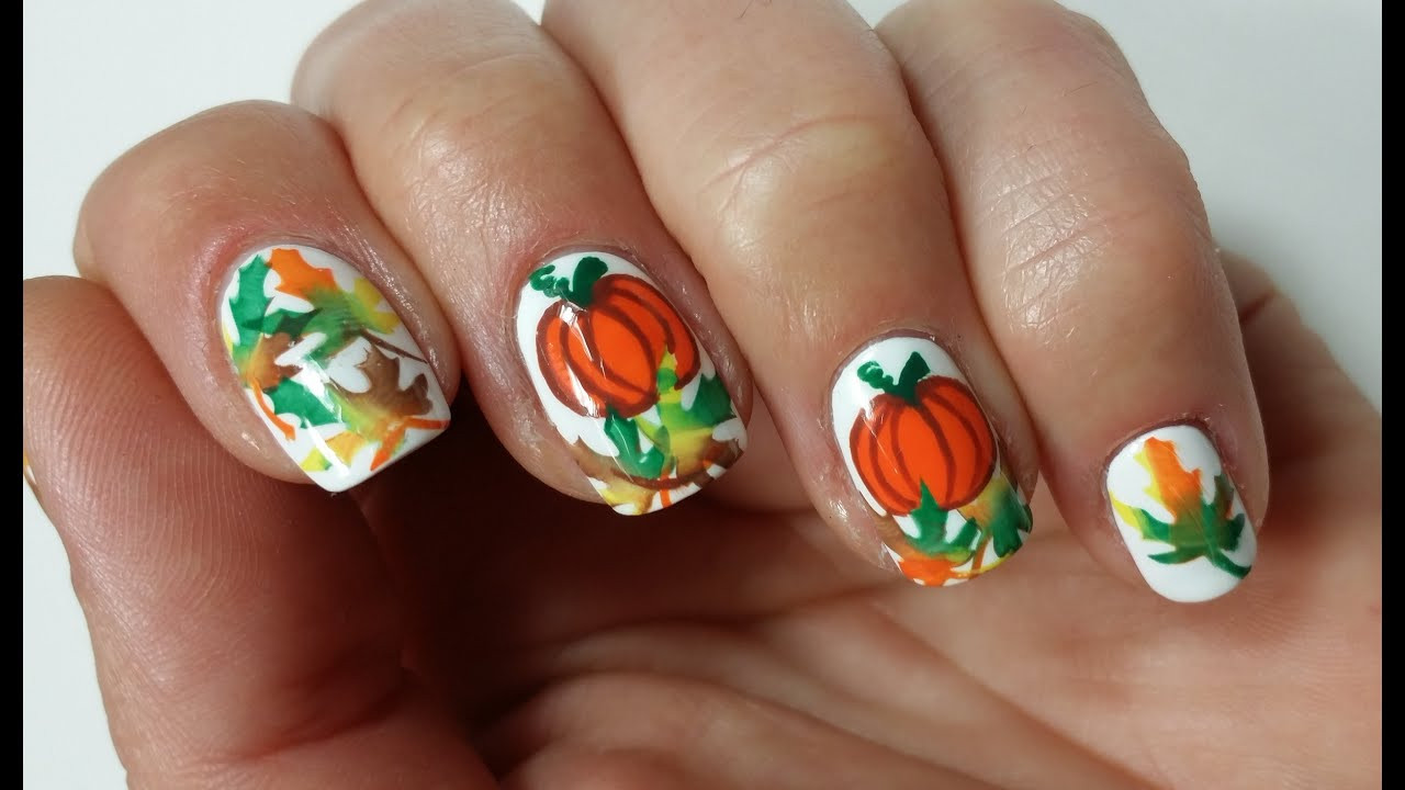 Nail Art Site:youtube.com
 Easy Thanksgiving Pumpkin Nail Art Design
