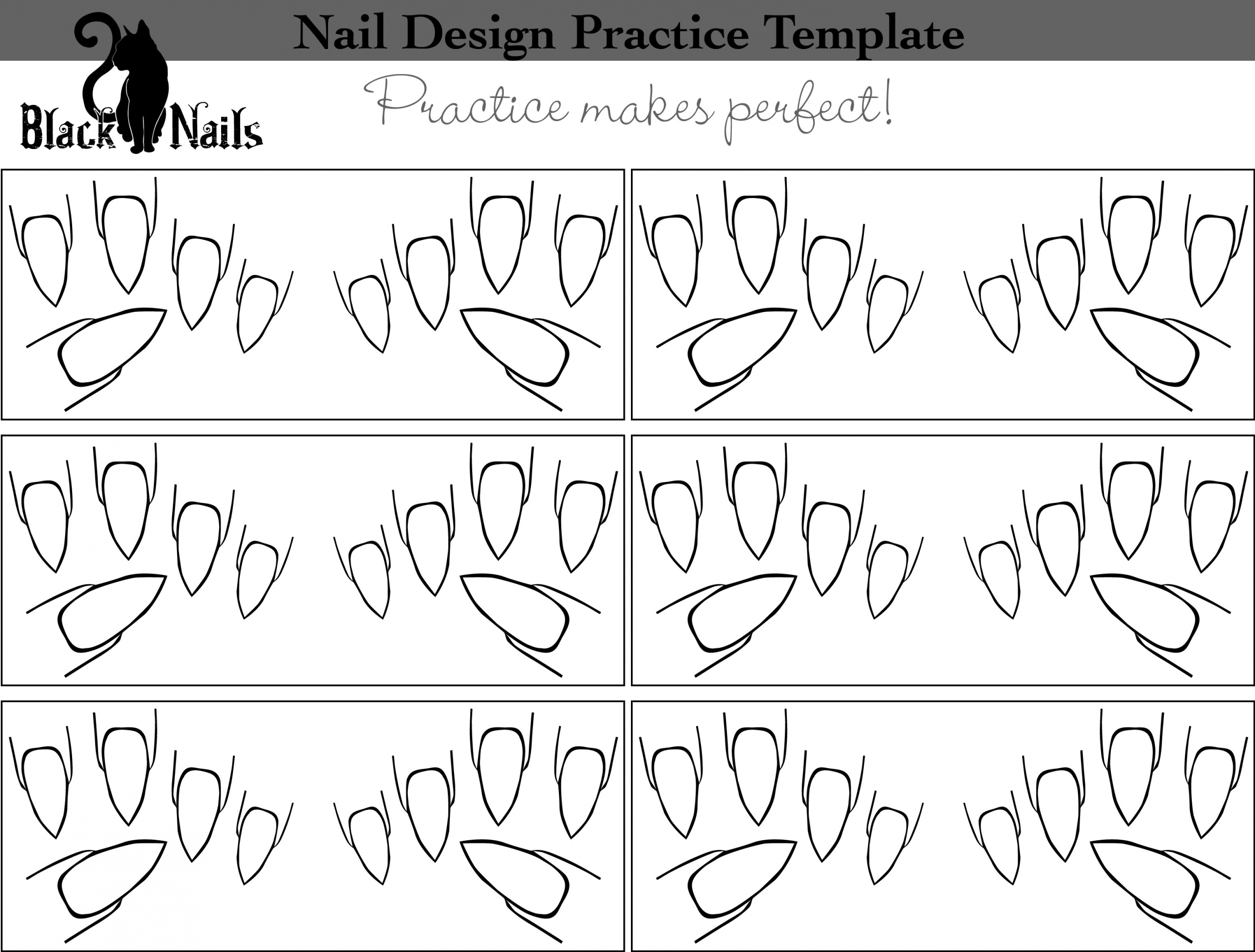 Nail Art Template
 Nail Art Design Practice Sheet Full Hand Versions