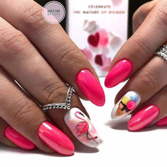 Nail Designs 2020 Summer
 Flamingo Nail Stamping Template Summer Fruit Leaf Nail Art
