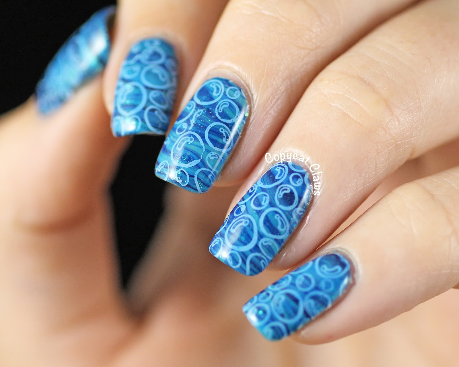 Nail Designs In Water
 Copycat Claws 31DC2014 Day 20 Blue Water Marble Nail Art