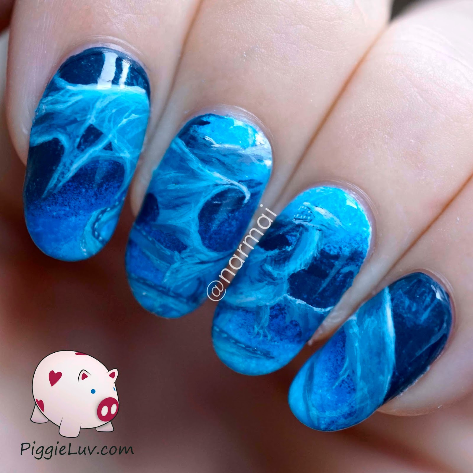 Nail Designs In Water
 PiggieLuv Blue water dragon nail art