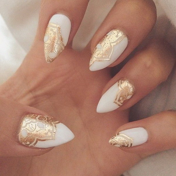 Nail Designs White And Gold
 35 Elegant and Amazing White and Gold Nail Art Designs