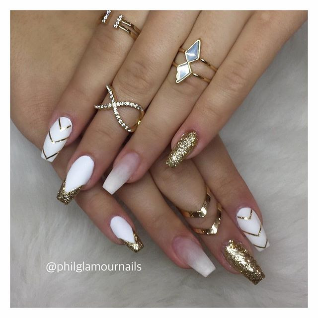 Nail Designs White And Gold
 ♔Pinterest Briittws ♥