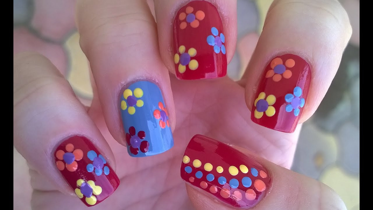 Nail Designs With Dotting Tool
 Dotting Tool FLOWER NAIL ART DIY Easy SUMMER Nails For