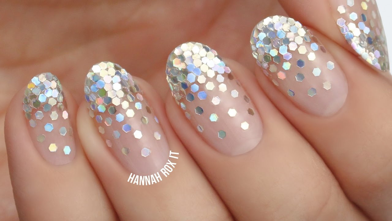 Nail Designs With Glitter
 Falling Glitter Placement Nails for New Year s