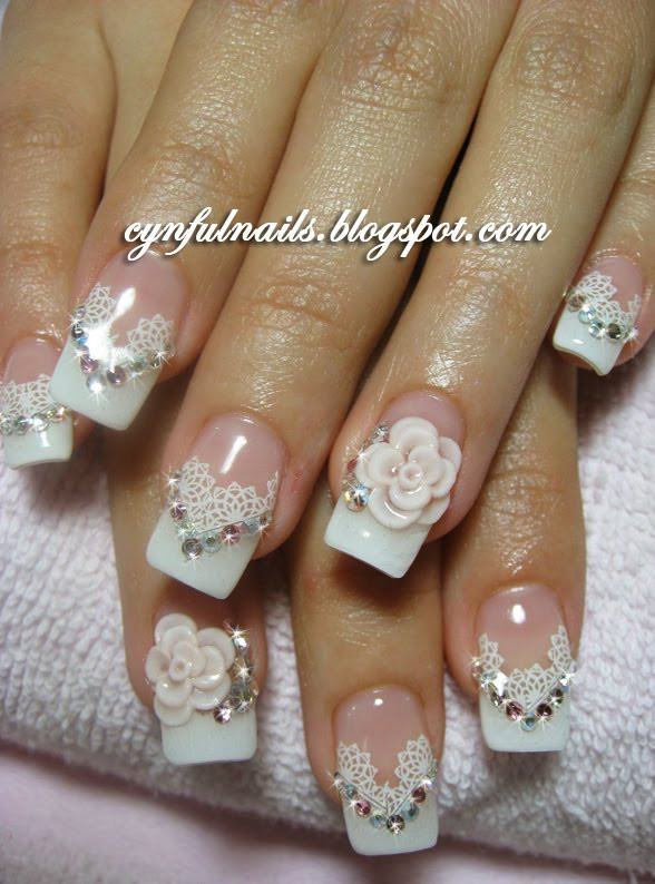 Nails For Weddings
 Cynful Nails Bridal french lace nails