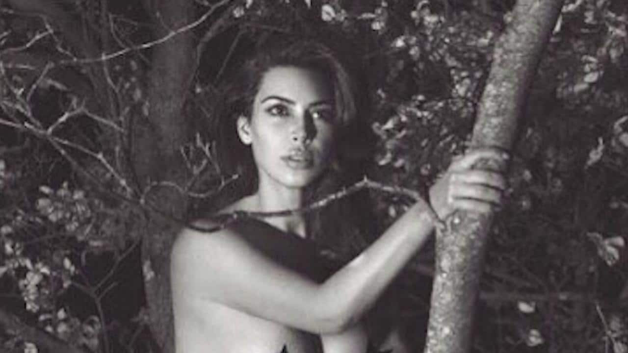 Naked Birthday Wishes
 Kim Kardashian posts Instagram picture for old