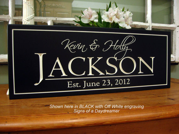 Name A Popular Wedding Gift
 Carved name sign last name sign personalized wedding t