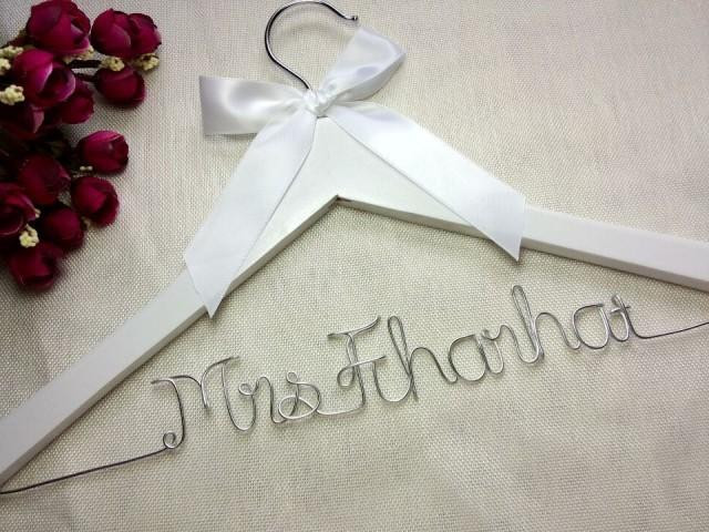 Name A Popular Wedding Gift
 White Hanger And Ribbon Personalized Wedding Hanger