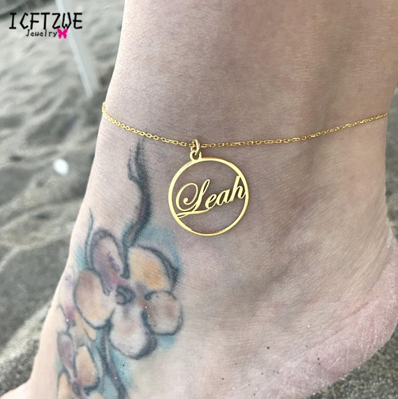 Name Anklet
 Aliexpress Buy Circle Charms Personalized Name