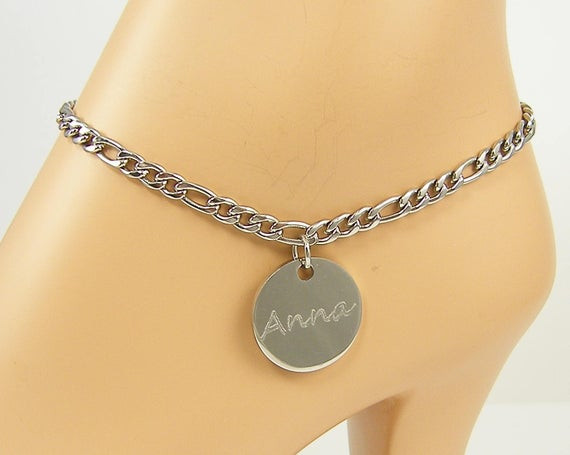 Name Anklet
 Personalized Ankle Bracelet Silver Name Initials Custom
