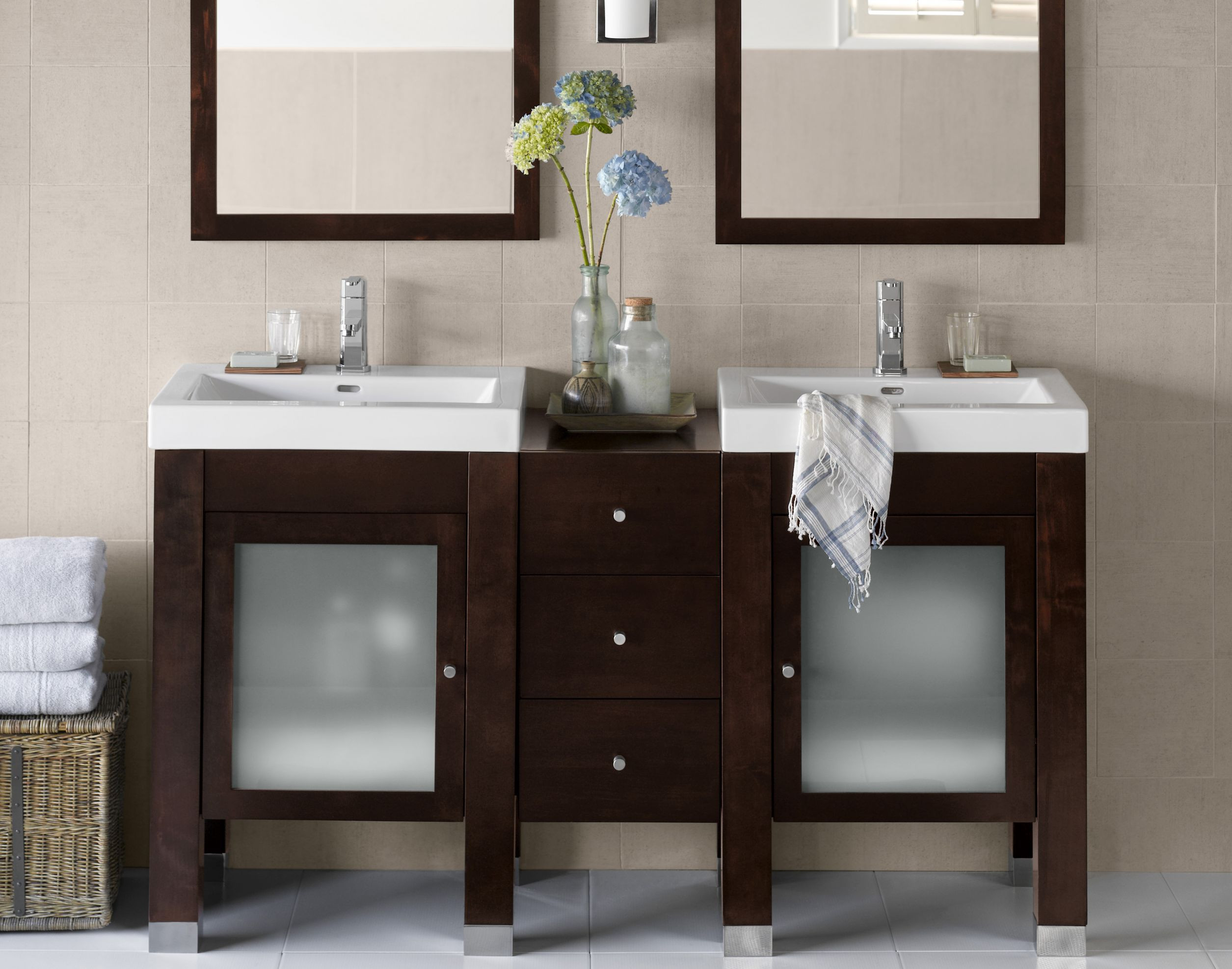 Narrow Bathroom Sinks And Vanities
 Furniture Bathroom Popular Design Modern Narrow Double