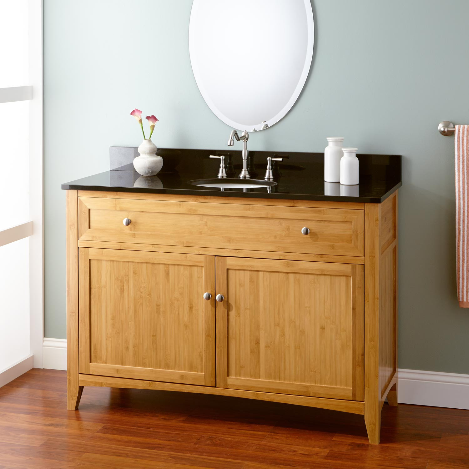 Narrow Bathroom Sinks And Vanities
 48" Narrow Depth Halifax Bamboo Vanity for Undermount Sink