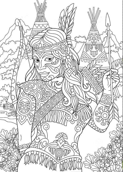 Native American Coloring Pages For Adults
 881 best Beautiful Women Coloring Pages for Adults images