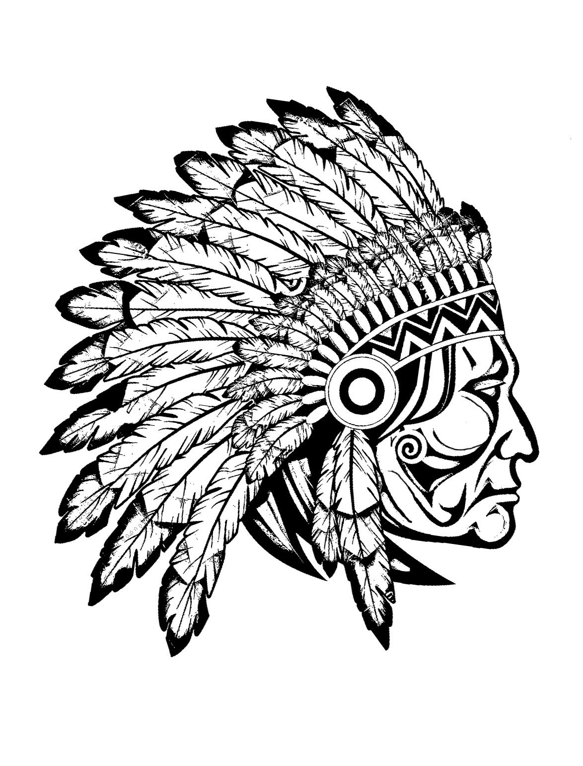 Native American Coloring Pages For Adults
 Indian native chief profile Native American Adult