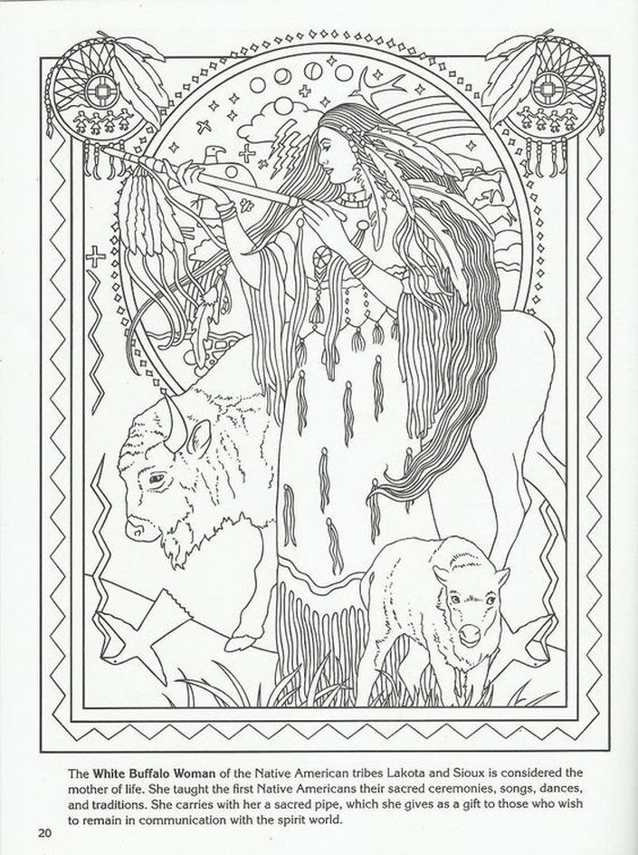 Native American Coloring Pages For Adults
 White Buffalo Woman Native American goddess challenging