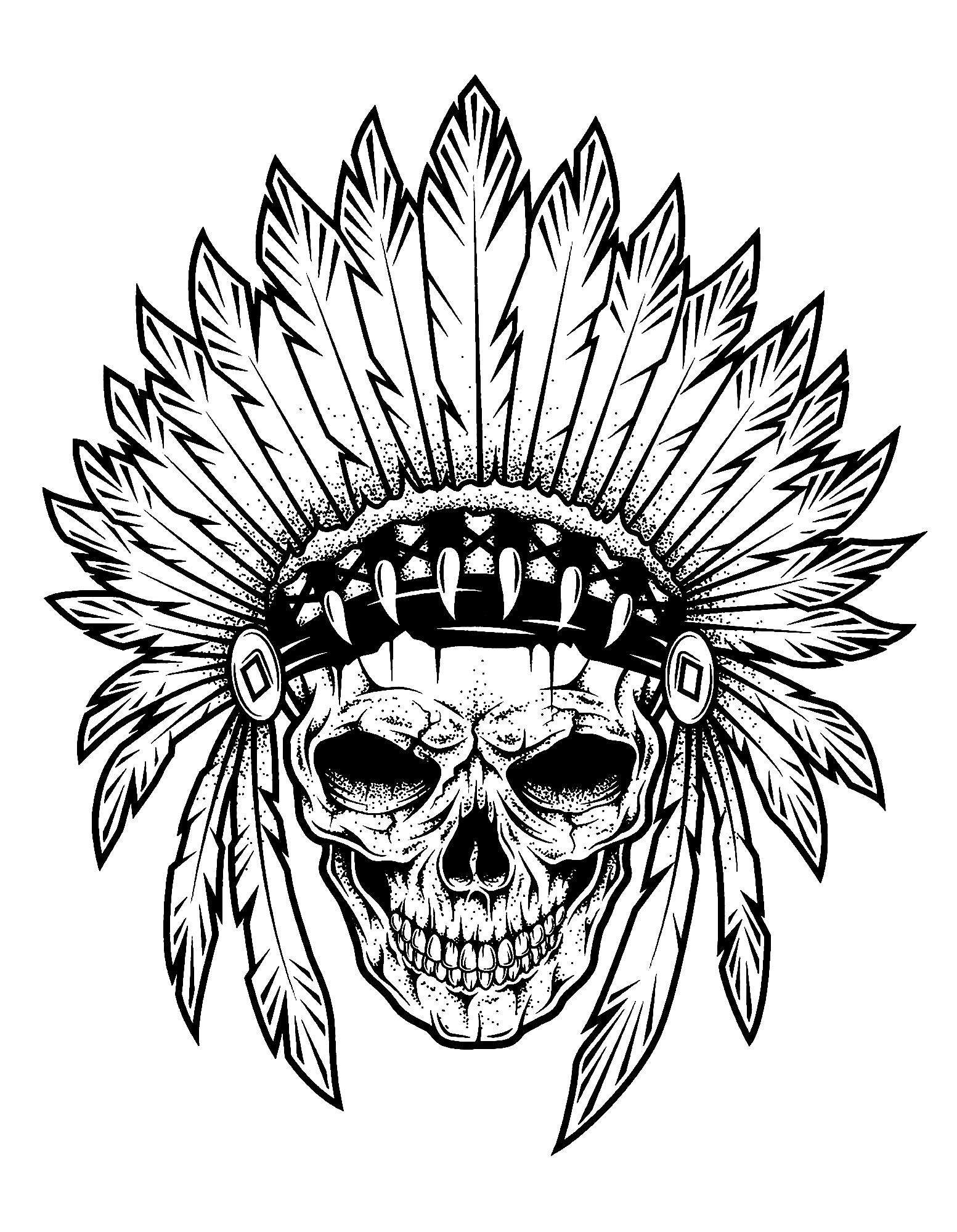 Native American Coloring Pages For Adults
 Indian chief skull Native American Adult Coloring Pages