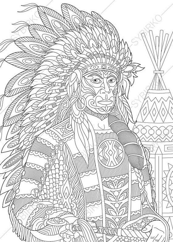Native American Coloring Pages For Adults
 Adult Coloring Pages Native American Indian Chief