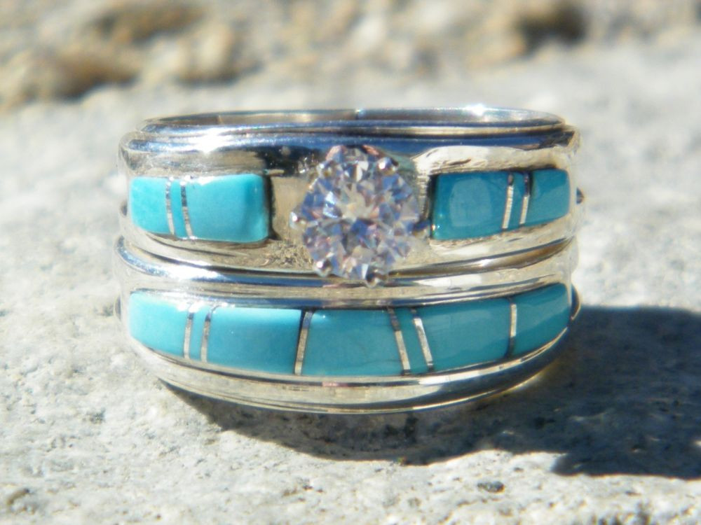 Native American Wedding Rings
 Native American Indian Navajo Wedding Rings Band Turquoise