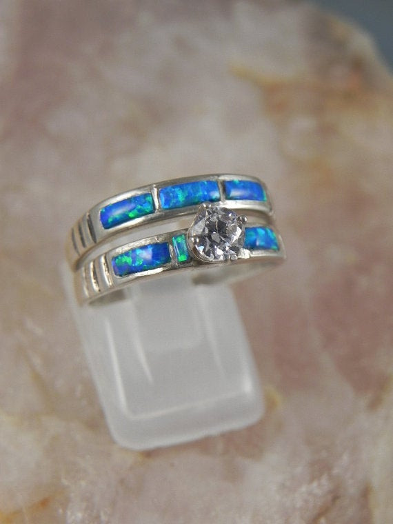 Native American Wedding Rings
 Native American Opal Wedding Ring Set
