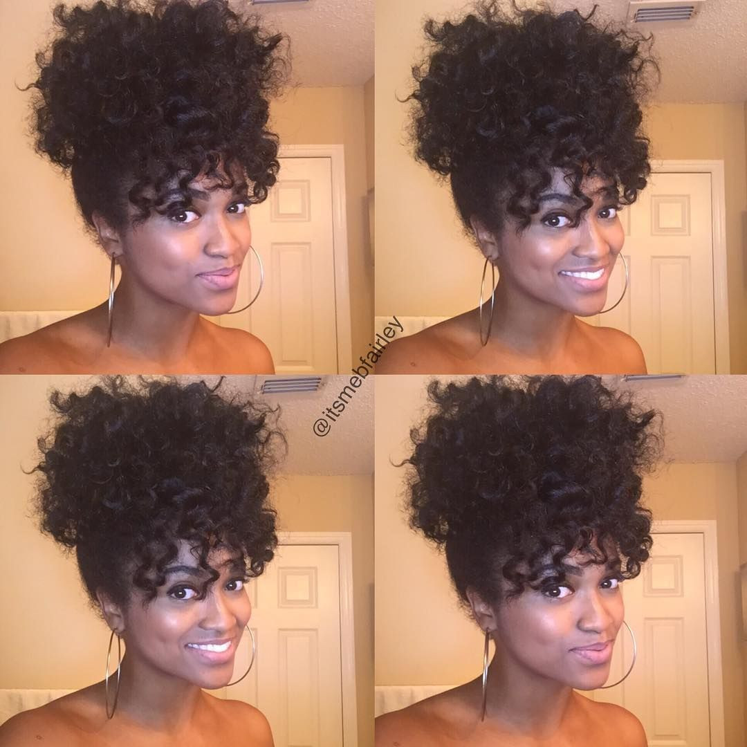 Natural Hairstyles With Bangs
 “Ponytail & Bangs ️ From twist out perm rods