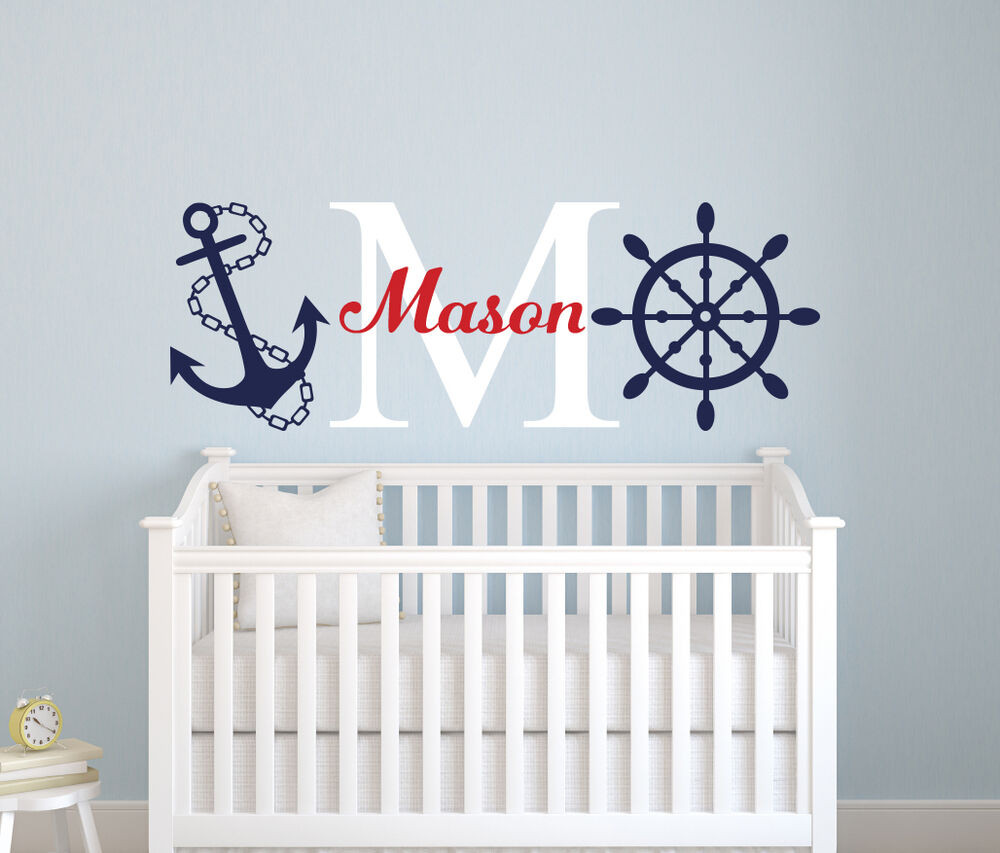 Nautical Baby Boy Room Decor
 Custom Nautical Boy Name Wall Decal Nautical Decor